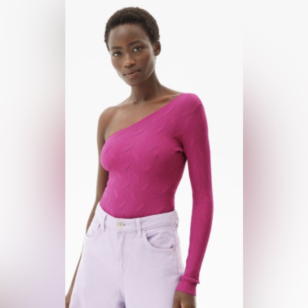 Bershka Asymmetrical textured Bodysuit